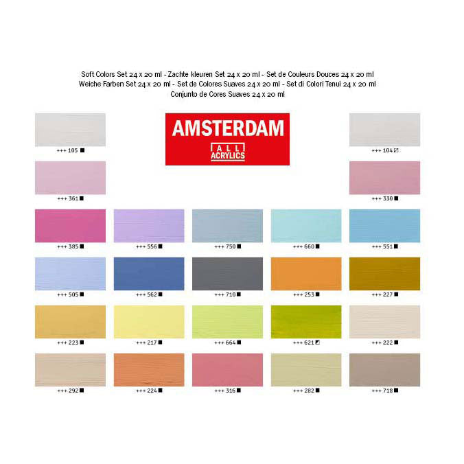 Amsterdam - Amsterdam Standaard series acrylverf zachte kleuren set 24 x 20ml