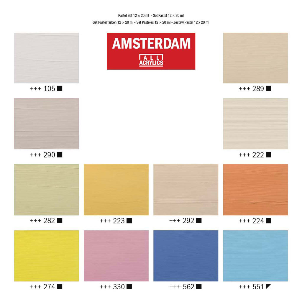 Amsterdam all acrylics amsterdam • standard series acrylic paint pastel set 12x20ml