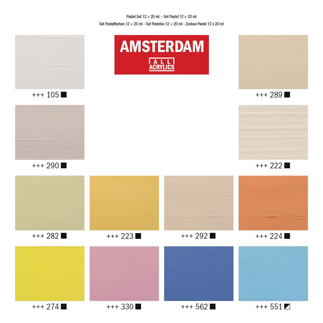 Amsterdam all acrylics amsterdam • standard series acrylic paint pastel set 12x20ml
