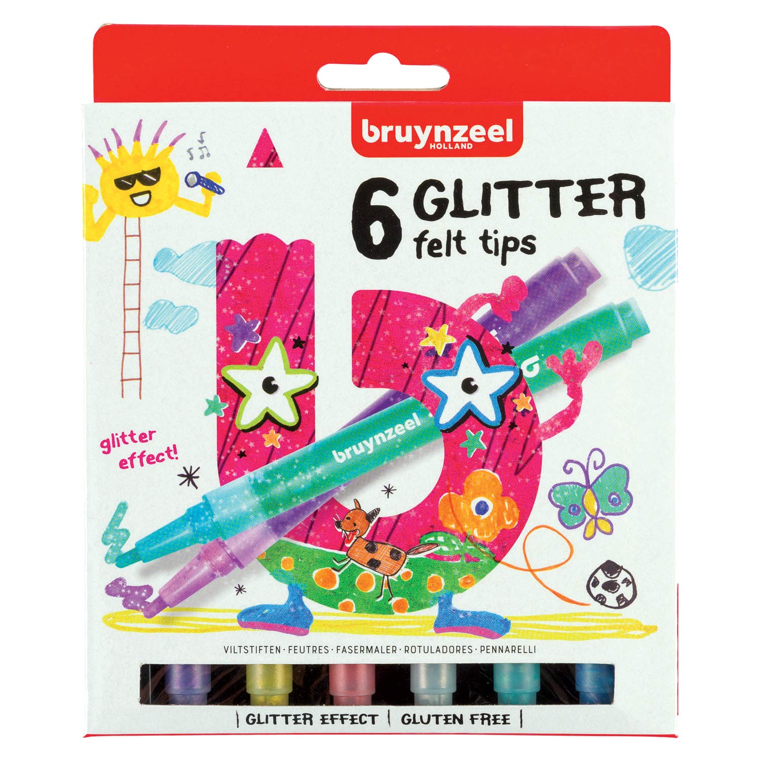 Bruynzeel - kids glitter viltstiften 6 stuks