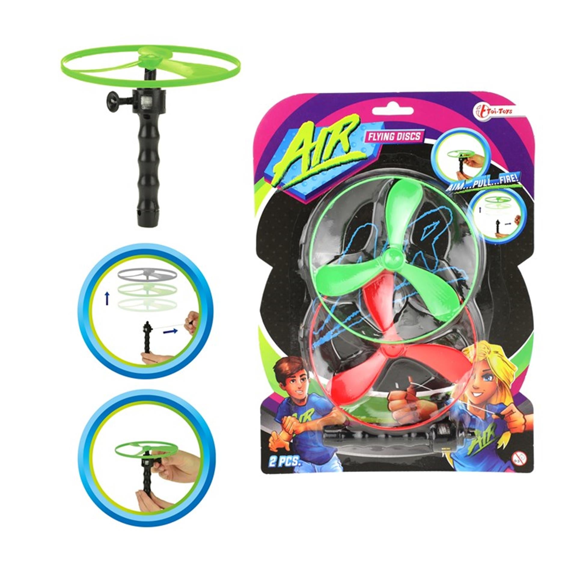 Toi-toys flying discs air 12 cm groen rood 3-delig