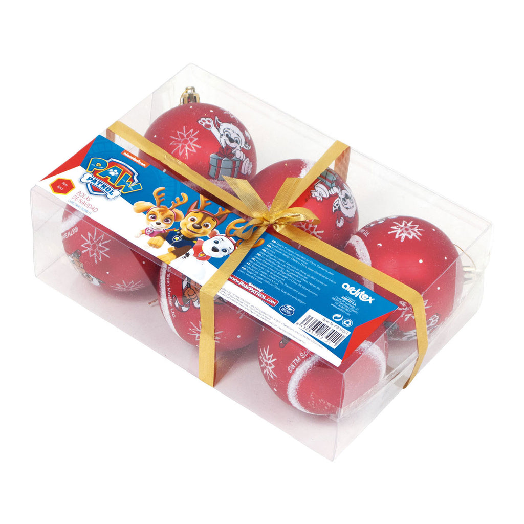 Paw Patrol - Paw Patrol Kinder kerstballen rood 6 stuks