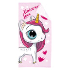 Lobbes badhanddoek unicorn microvezel roze 70x140 cm eenhoorn strand.