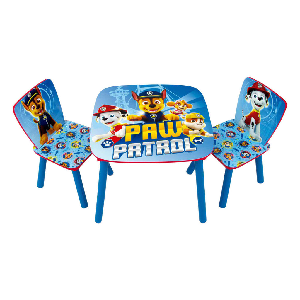 Paw Patrol - Paw Patrol Set houten tafel met twee stoelen - 3dlg.