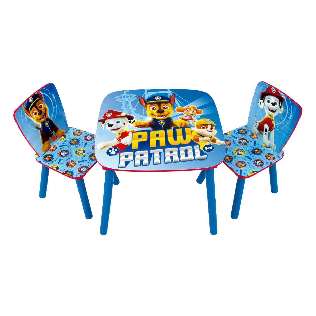 Paw Patrol - Paw Patrol Set houten tafel met twee stoelen - 3dlg.