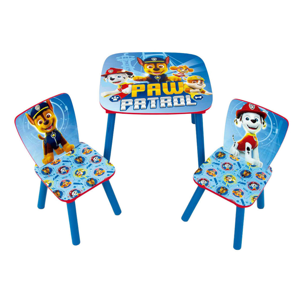 Paw Patrol - Paw Patrol Set houten tafel met twee stoelen - 3dlg.