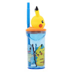 Stor 3d drinkfles met rietje pokémon, 360ml