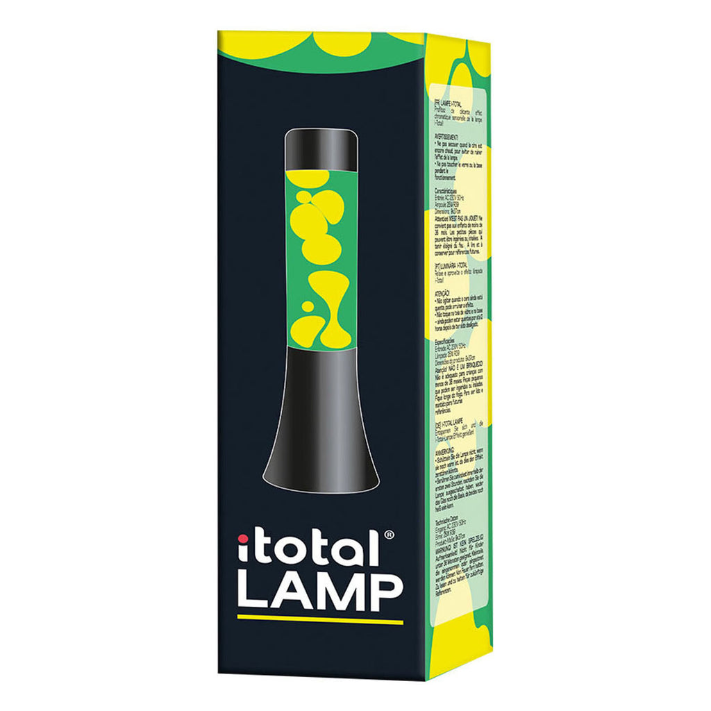 I-Total - I-Total lavalamp - lava lamp - sfeerlamp - 30x9 cm - glas/aluminium - 25w - groen met witte lava - zwart - xl2458