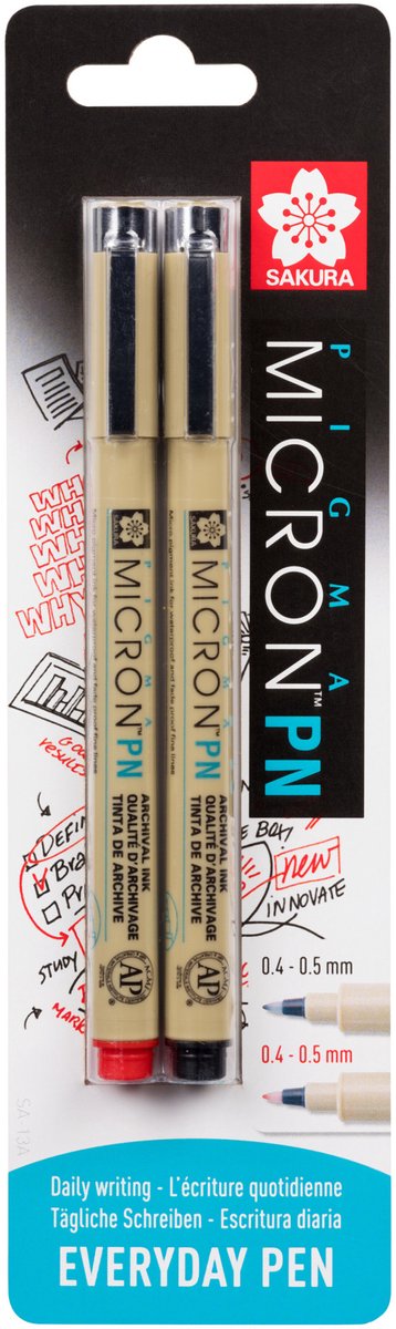 Sakura - Sakura blisterkaart pigma micron pn zwart rood 2 stuks