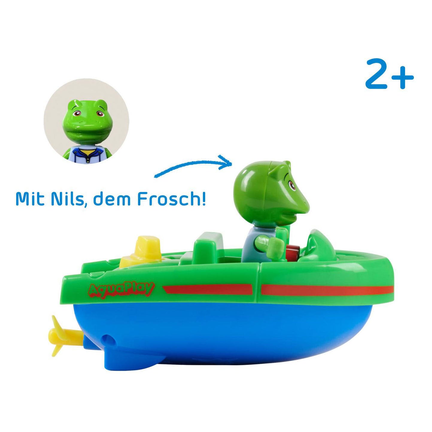 Aquaplay - waterbaanaccessoire - sportboot met kikker - badspeelgoed - groen