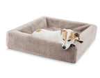 Bia - fleece hoes hondenmand taupe