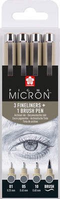Sakura - Sakura pigma micron fineliner set | 4 maten koelgrijs