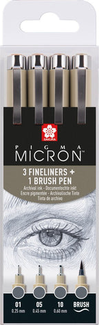 Sakura - Sakura pigma micron fineliner set | 4 maten koelgrijs