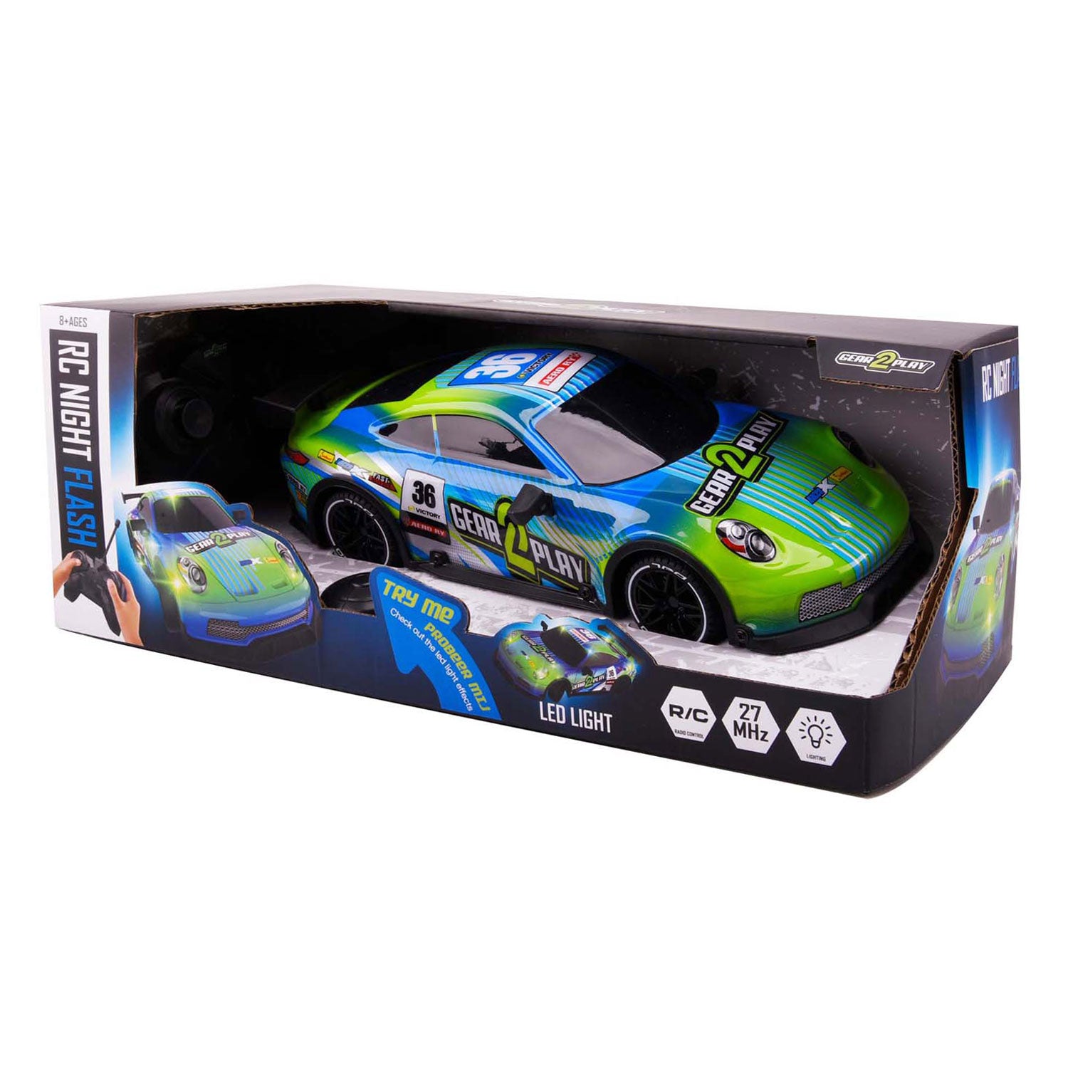 Gear2Play - Gear2 rc night flash bestuurbare auto