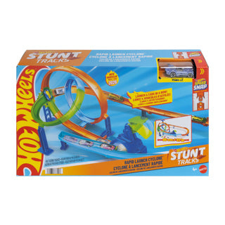 Mattel hot wheels stuntbanen snelle lanceringscycloon baanset en metalen speelgoedauto