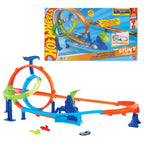 Mattel hot wheels stuntbanen snelle lanceringscycloon baanset en metalen speelgoedauto