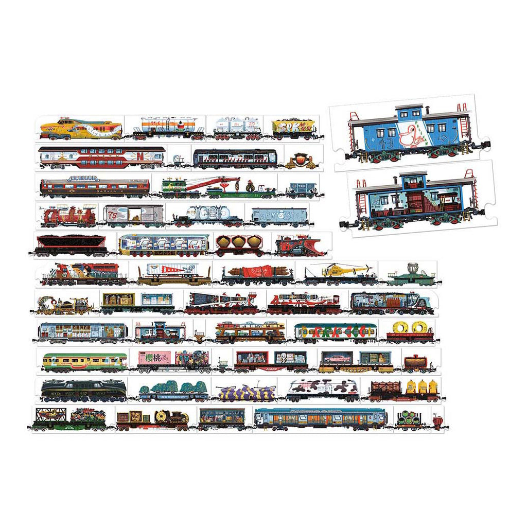 Banana panda puzzel trein speelgoed - mix and match treinen 54 stukjes.
