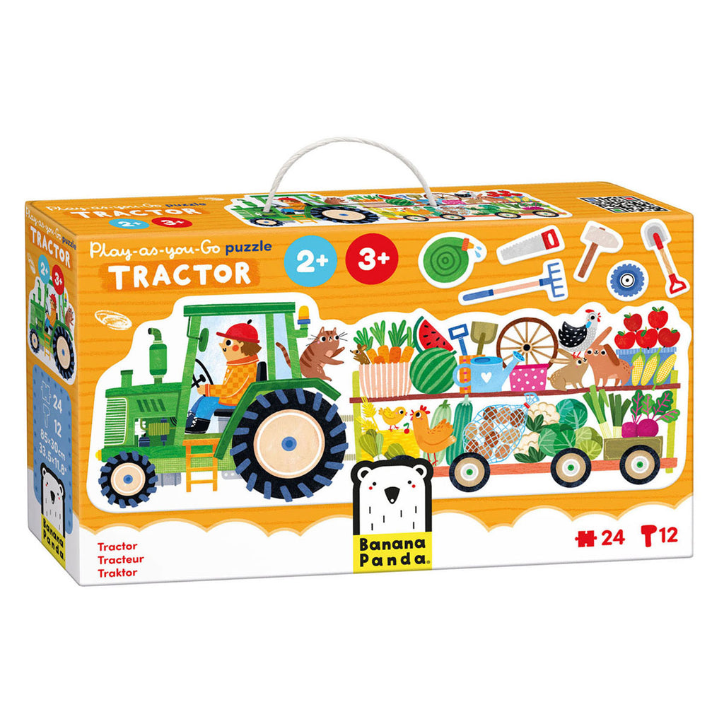 Banana Panda - Banana Panda - play-as-you-go puzzel traktor - 24 stuks