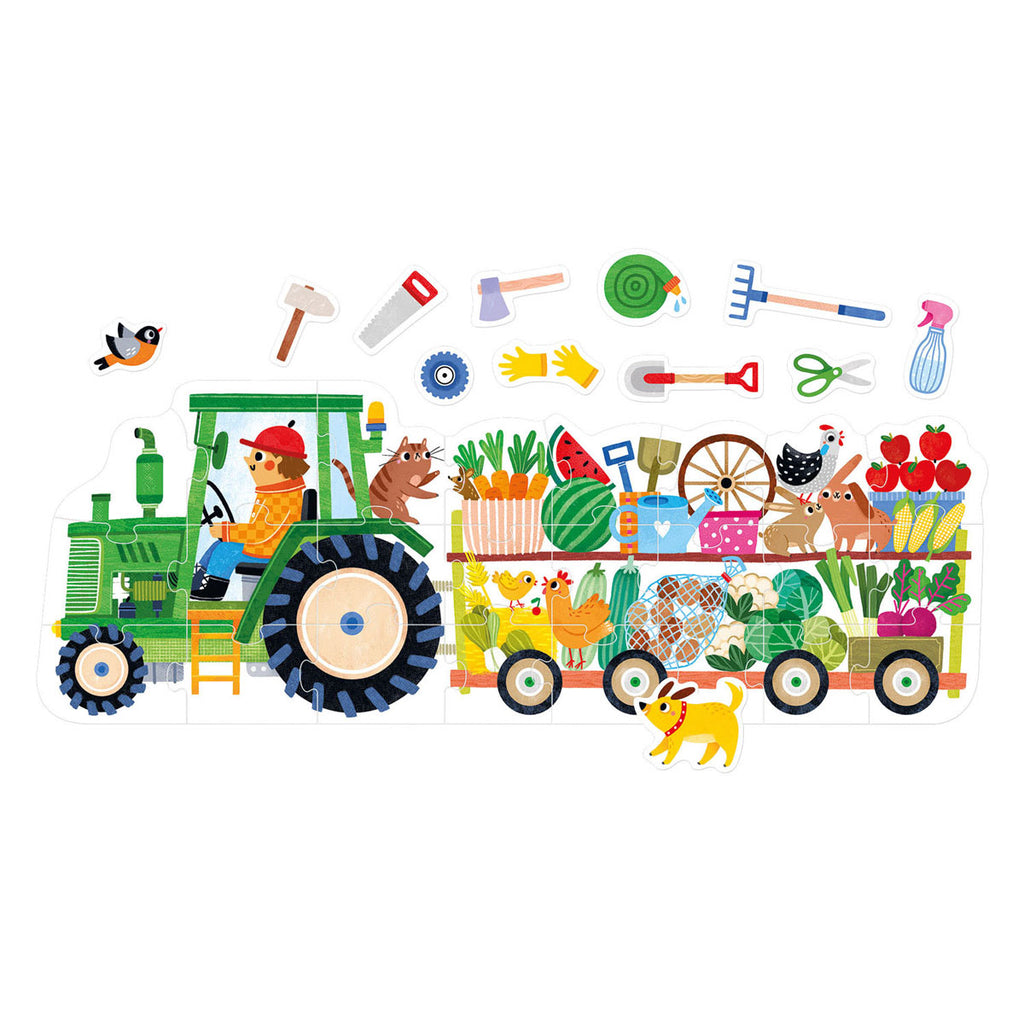 Banana Panda - Banana Panda - play-as-you-go puzzel traktor - 24 stuks