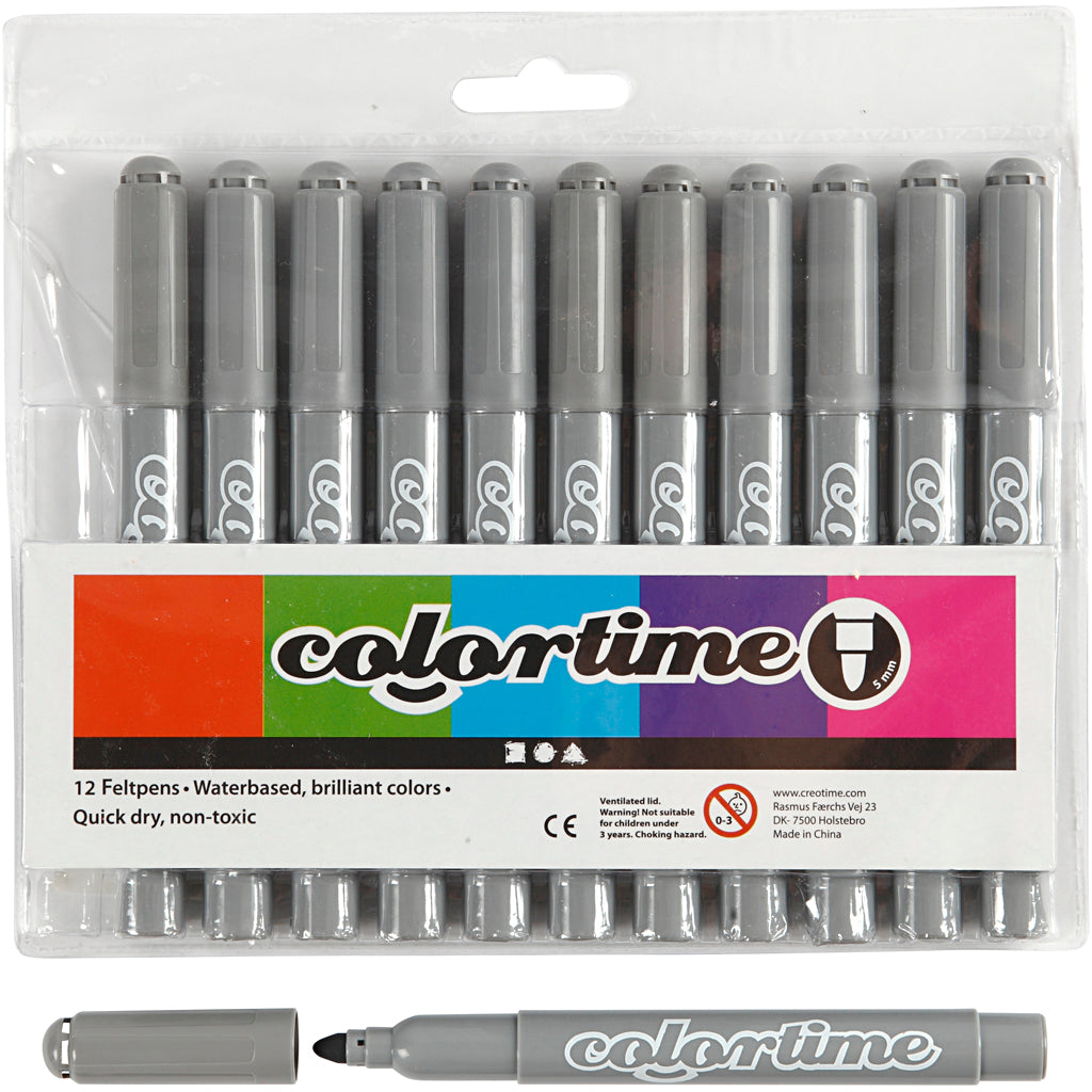 Creativ Company - Creativ Company Https://www.cchobby.nl/colortime-stiften-lijndikte-5-mm-grijs-12-stuk-1-doos