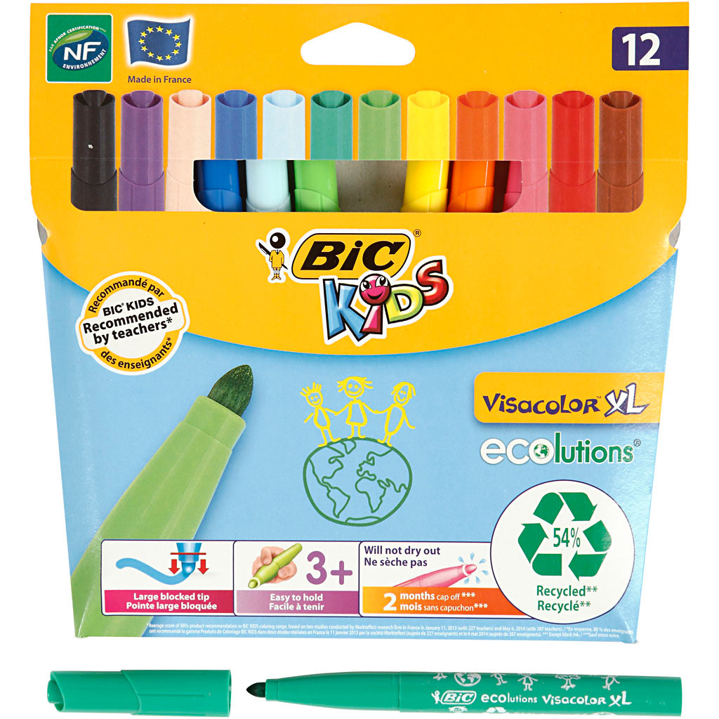BIC - Https://www.cchobby.nl/-visa-kleur-marker-lijndikte-3-mm-diverse-kleuren-12-stuk-1-doos