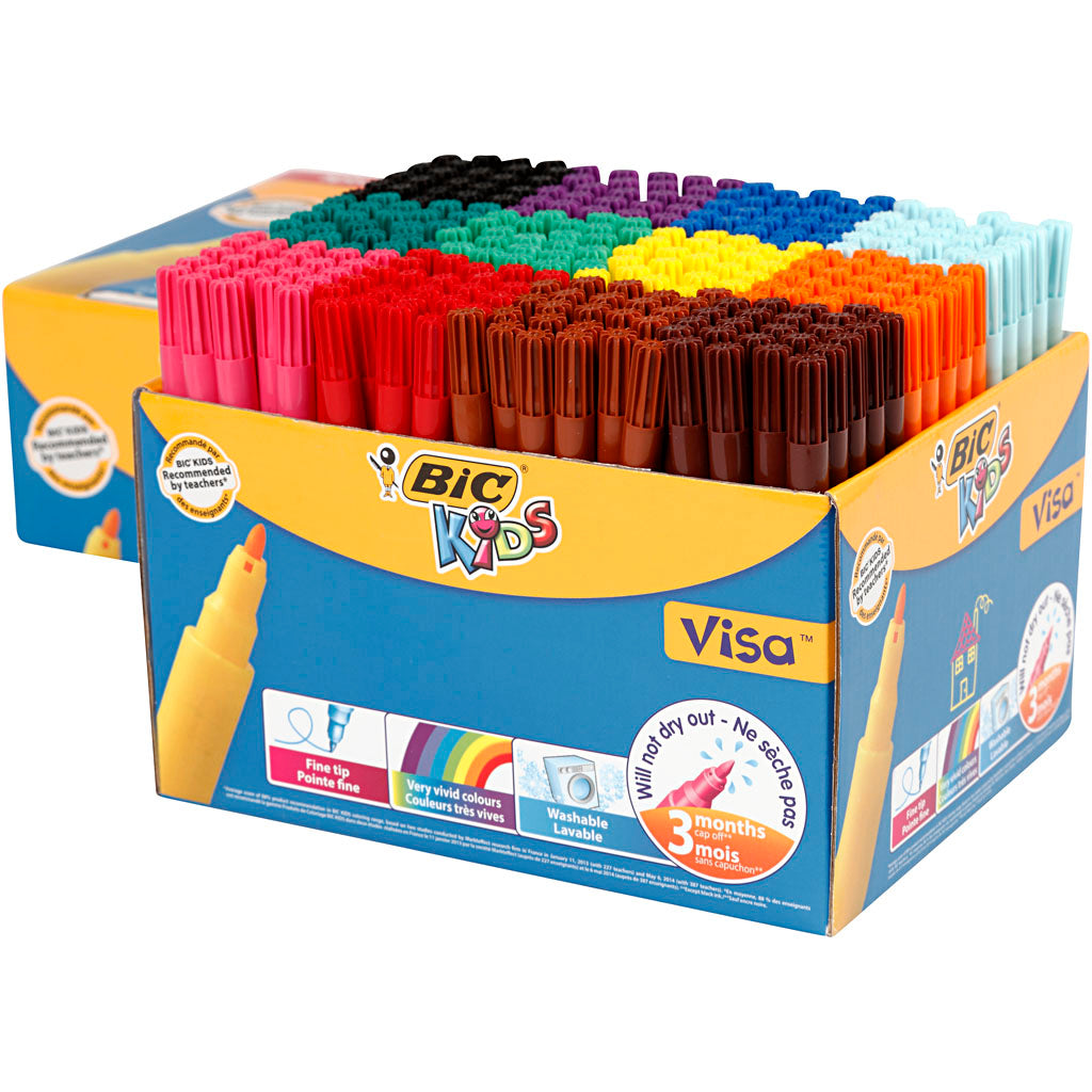 BIC - Https://www.cchobby.nl/-visa-fijne-kleurstiften-lijndikte-1-6-mm-diverse-kleuren-12x24-stuk-1-doos