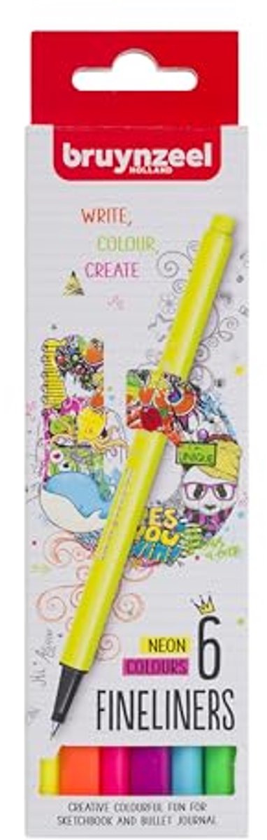 Bruynzeel - fineliner set neon 6 kleuren