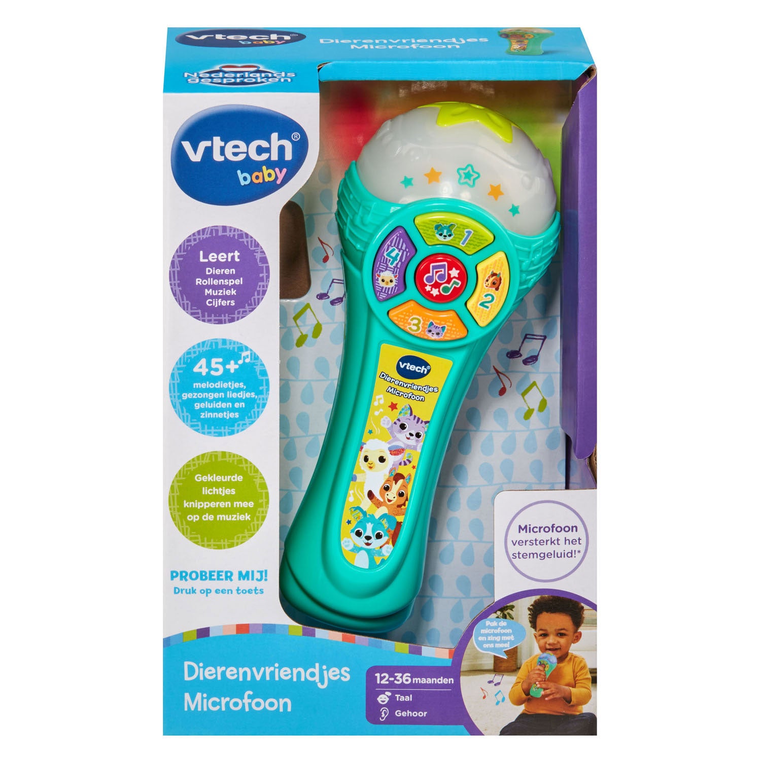 VTech - baby dierenvriendjes microfoon - interactieve microfoon - educatief baby speelgoed - licht & geluidseffecten - vanaf 1 jaar