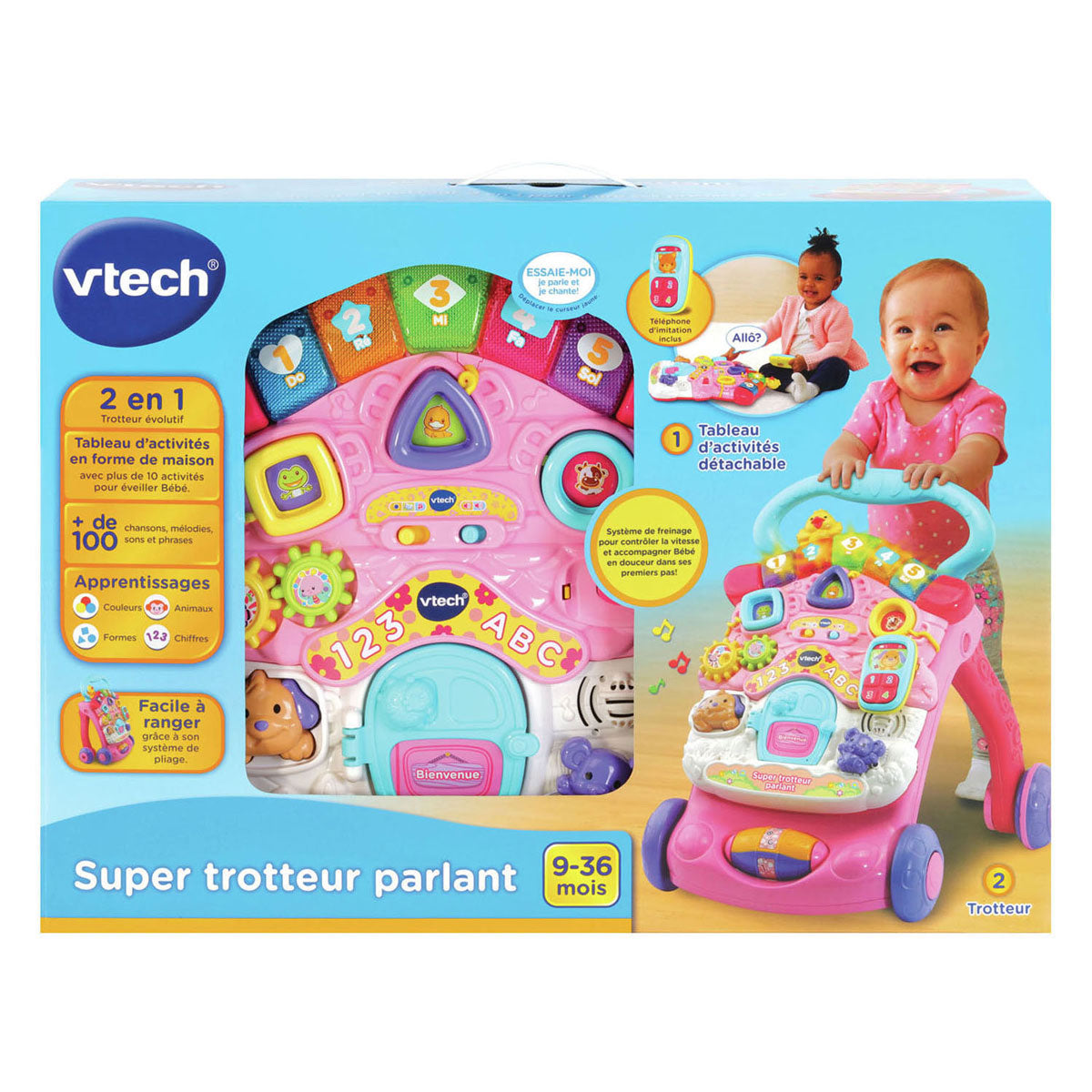 VTech - 2-in-1 activiteiten loopwagen roze