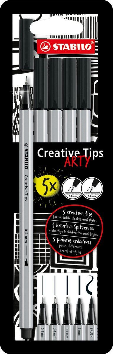 STABILO - STABILO creative tips arty pennen zwart - 5dlg