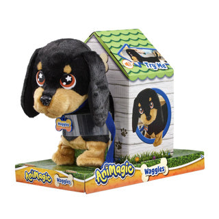 Goliath - Goliath Animagic waggles knuffel hond - zwart - interactieve knuffel - wandel en communiceer met waggles
