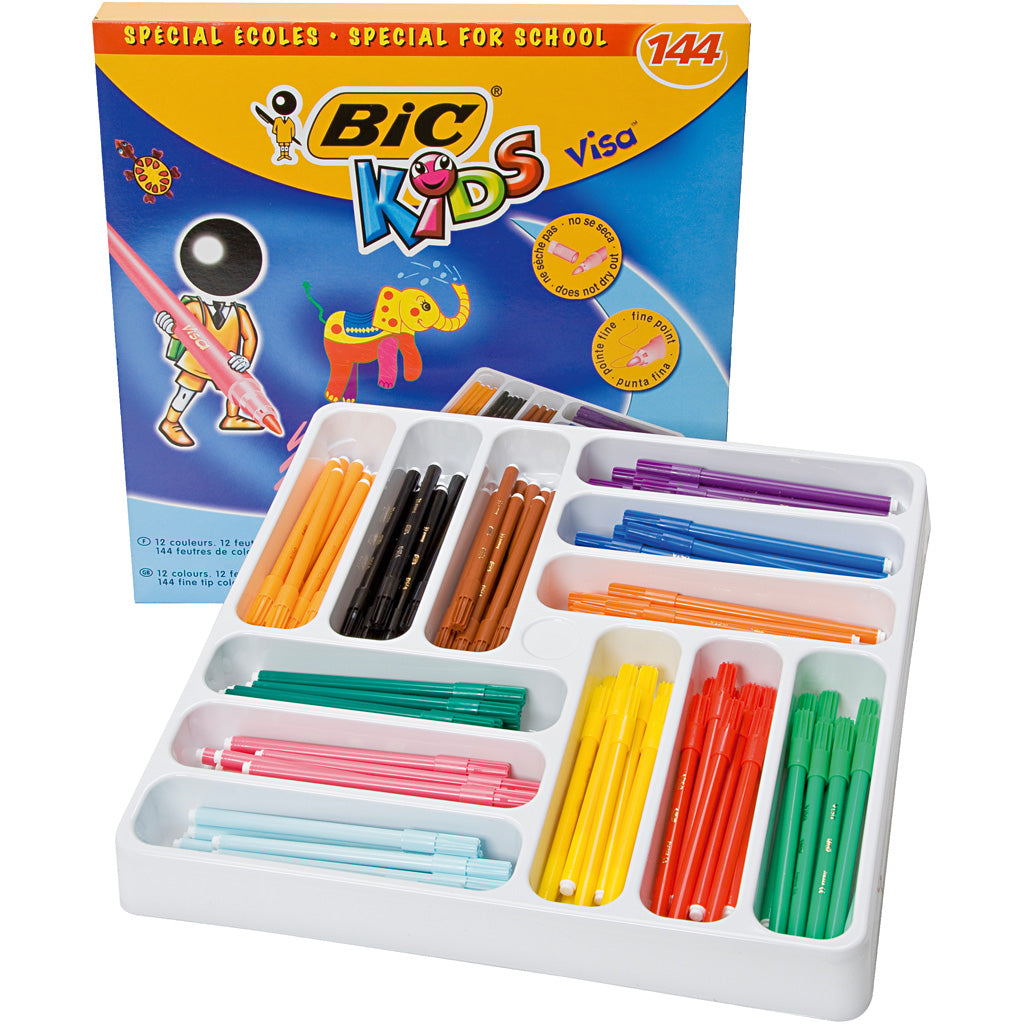 BIC - Https://www.cchobby.nl/-visa-fijne-stift-lijndikte-0-7-mm-diverse-kleuren-12x12-stuk-144-stuk-1-doos