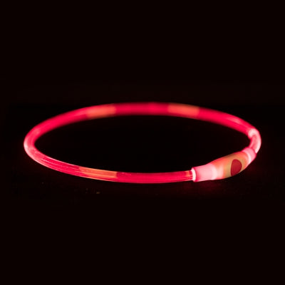 Trixie - lichtgevende halsband usb flash light oplaadbaar tpu rood