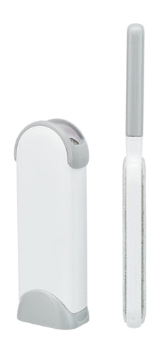 Trixie - harenpluizenborstel met reinigingsstation wit / grijs