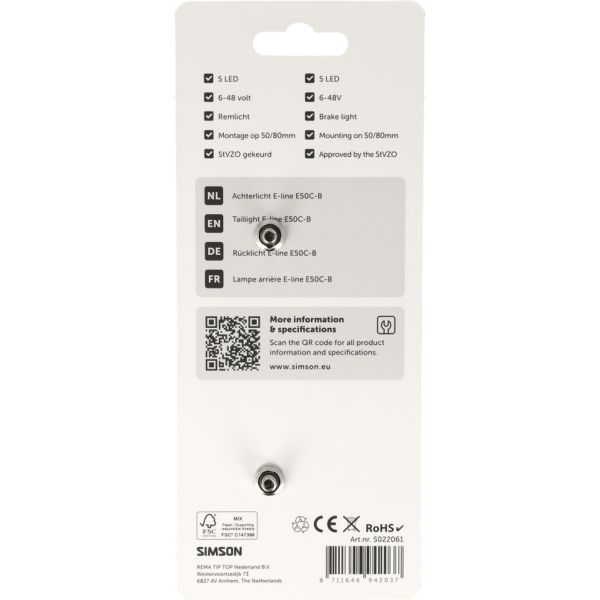 Rema tip top nederland b.v. simson aurora achterlicht e-line e50c-b