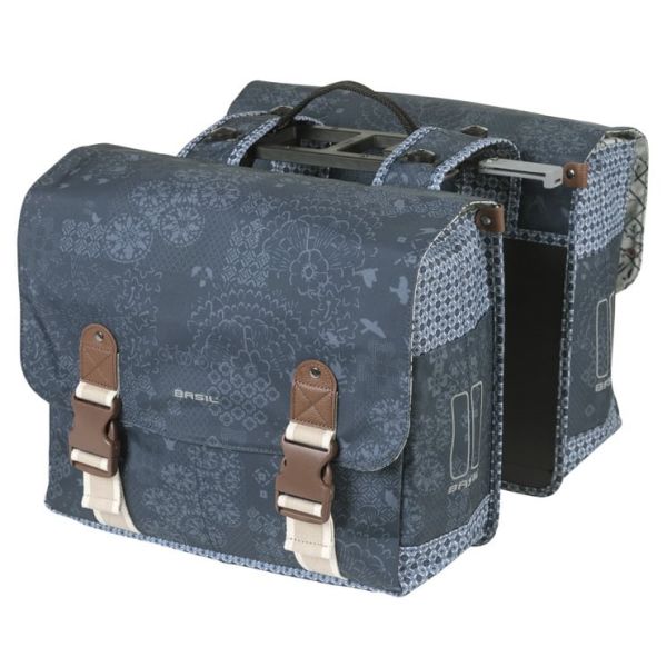 Basil - Dubbele fietstas bohème mik 35 liter - indigo blauw