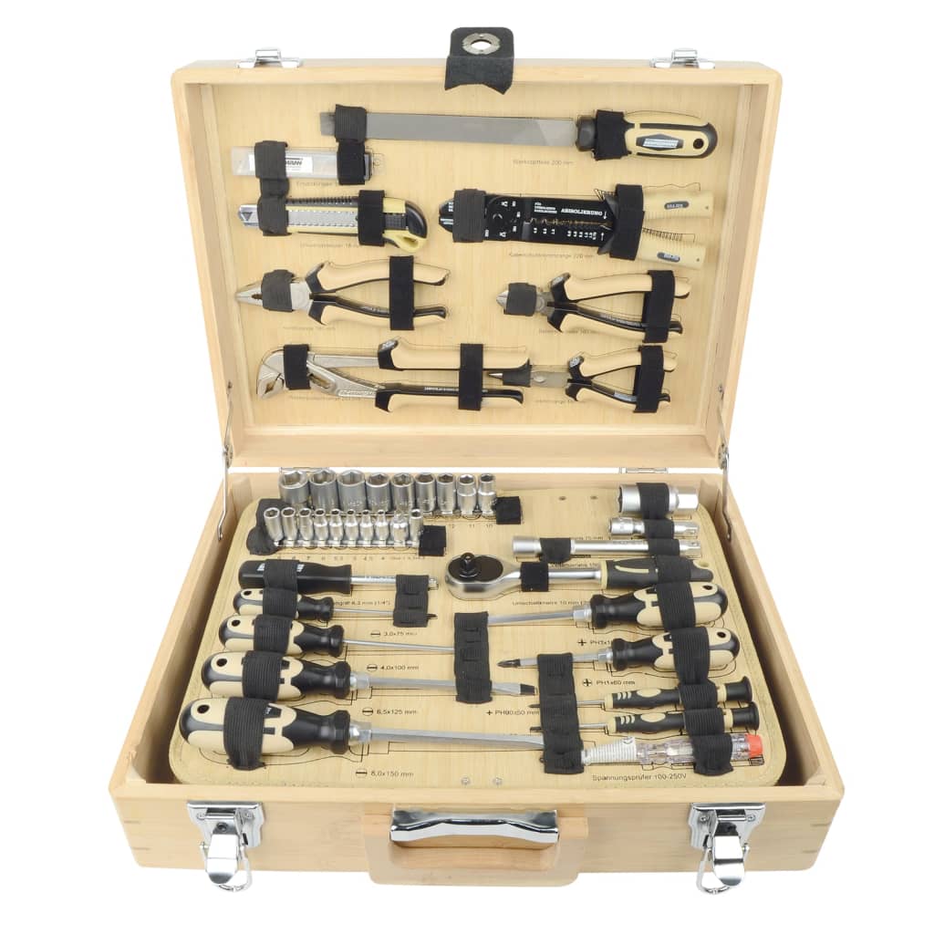 Brüder mannesmann gereedschapset bamboe koffer 108 dlg - 29002