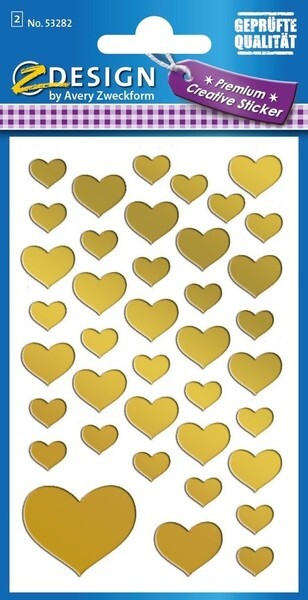 Avery av-53282 folie etiket z-design creative pakje a 2 vel gouden hartjes
