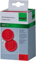 Sigel - Sigel Waardemunten kunststof 100 stuks 25mm eten rood