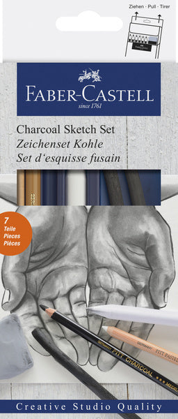 Faber-Castell - Faber-Castell houtskool set - 7-delig - houtskool - tekenset - tekenhoutskool - fc-114002