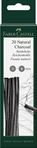 Faber-castell houtskool - pitt monochrome - 3-6 mm - 20 stuks - fc-129198