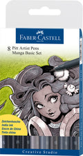 Faber castell fc-167107 tekenstift faber-castell pitt artist pen manga 8-delig etui basic
