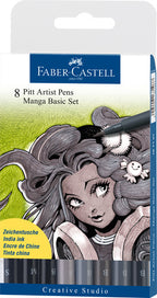 Faber castell fc-167107 tekenstift faber-castell pitt artist pen manga 8-delig etui basic