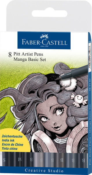 Faber castell fc-167107 tekenstift faber-castell pitt artist pen manga 8-delig etui basic
