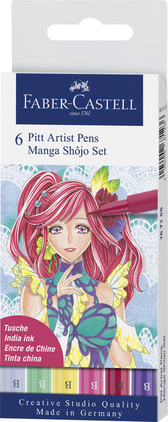 Faber Castell - Faber Castell fc-167155 tekenstift faber-castell pitt artist pen manga 6-delig etui shôjo