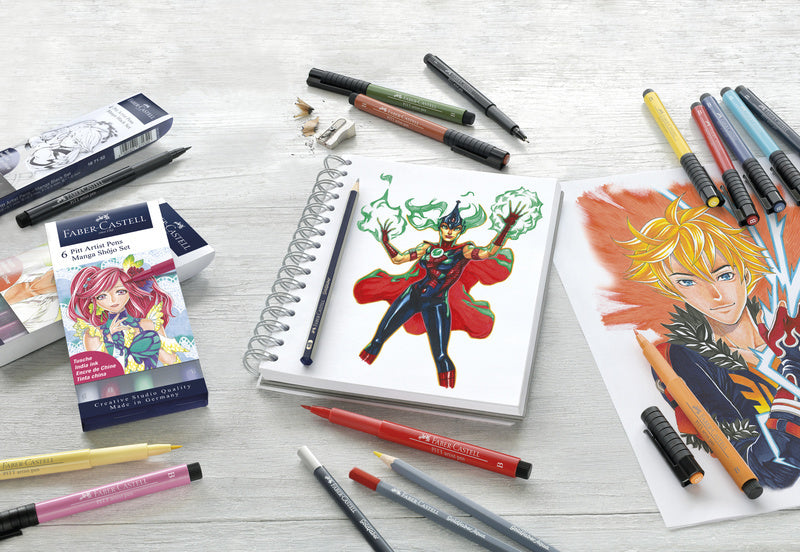 Faber Castell - Faber Castell fc-167155 tekenstift faber-castell pitt artist pen manga 6-delig etui shôjo
