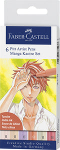 Faber-castell brushpen - tekenstift - pitt artist pen - 6-delig - manga kaoiro - fc-167168