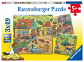 Ravensburger op de boerderij - kinderpuzzel 3 x 49 stukjes - vanaf 5+