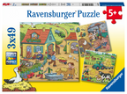 Ravensburger op de boerderij - kinderpuzzel 3 x 49 stukjes - vanaf 5+