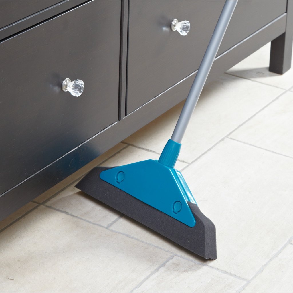 Leifheit - Leifheit 55243 soft and easy schuimrubber-bezem 34 cm met telescoopsteel blauw/zilver